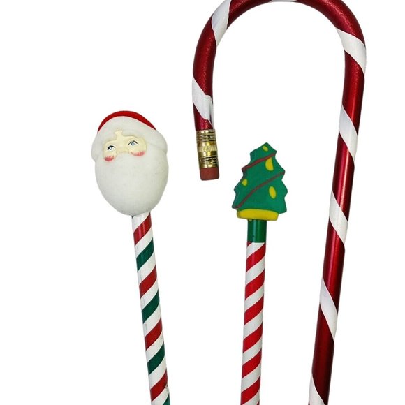 Wood Pencils Candy Cane Tree Star Holiday Unused Vintage Christmas Shaped Lot 7 - Picture 2 of 12